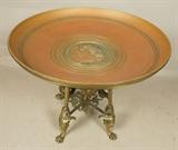 Lot 197  -  Empire Style Bronze Tazza.  Classical roman Portrait Bowl on Figural Base.-- Dimensions:  H: 12 inches: W: 14.5 inches --- 