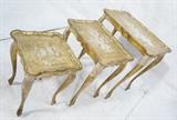 Lot 57  -  Set 3 Italian Gilt Wood Nesting Tables.  Labeled empire Italy.-- Dimensions:  H: 23 inches: W: 22 inches: D: 14 inches --- 