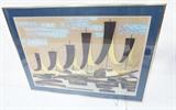 Lot 192  -  Pastel of Asian Boats. Signed and Dated -- Dimensions:  Image Size: H: 20.5 inches: W: 30 inches --- 