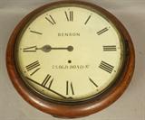 Lot 223  -  Benson Wall Clock.  25 Old Bond St.  Wood case.  Hands Off.-- Dimensions:  H: 15 inches: D: 6 inches ---  <br><br>US Shipping charge:</b>  $35