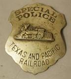 Lot 252  -  Texas and Pacific Railroad Special Police Badge. Marked on back.-- Dimensions:  H: 2.75 inches ---  <br><br>US Shipping charge:</b>  $9