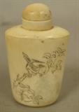 Lot 253  -  Signed carved bone Asian Snuff bottle. -- Dimensions:  H: 2.75 inches: W: 1.5 inches ---  <br><br>US Shipping charge:</b>  $9