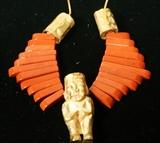 Lot 269  -  14k gold necklace. Jasper beads. Accented with 3 beads including a male figure; likely 18k gold. Chain is marked 14k.-- Dimensions:  : L: 19 inches ---  <br><br>US Shipping charge:</b>  $9