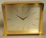 Lot 282  -  Bulova Accutron Desk Clock with Original Box.  model 214.  Serial # 844864-- Dimensions:  H: 4.5 inches: W: 5.5 inches: D: 2 inches ---  <br><br>US Shipping charge:</b>  $20