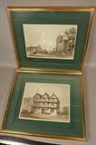 Lot 297  -  2pcs Colored Lithograph Prints.  Vintage with Deep Frames.  Six Chimneys - Kirkgate by T. Kilby & W. Bevan.  Wood Street in Wakefield towards Market Cross by T. Kilby & W. Bevan.-- Dimensions:  Image Size: H: 10 inches: W: 14.5 inches ---  <br><br>US Shipping charge:</b>  $50