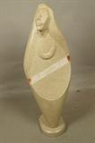 Lot 302  -  Lauchoney 2006 Carved Stone Sculpture. Figure with inlaid band at center.-- Dimensions:  H: 25 inches: W: 8.5 inches: D: 7.5 inches --- 