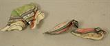 Lot 316  -  2 pr of Chinese Embroidered Shoes for Bound Feet. Silk hand embroidery. 1). Pair with high tops and silver bands. 2).  Pair with gold color threads. -- Dimensions:   ---  <br><br>US Shipping charge:</b>  $9