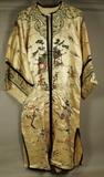 Lot 317  -  Chinese Satin Embroidered Robe. Silk embroidered design of pagodas and floral landscapes. -- Dimensions:   ---  <br><br>US Shipping charge:</b>  $20