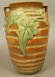 Lot 328  -  ROSEVILLE Art Pottery LUFFA Handled Vase, not marked. Two handled. -- Dimensions:  H: 7.25 inches: W: 5 inches ---  <br><br>US Shipping charge:</b>  $35