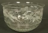 Lot 350  -  Large MAGDA NEMETH Crystal Punch Center Bowl. Decorated Etched Gazelle, Lions. Engraved signature. #15/250. -- Dimensions:  H: 7.25 inches: W: 11.5 inches: D: 11.5 inches ---  <br><br>US Shipping charge:</b>  $35