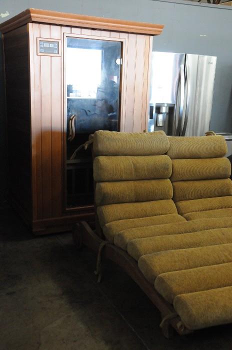 Sauna, stainless refrigerator, lounge chairs