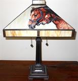 Very Attractive Lamp with Gorgeous Horses on all Four Panels of the Shade