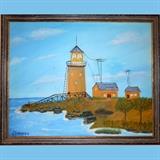 Signed Oil Painting of a Lighthouse 