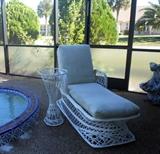 Woodard Style Spun Fiber Glass Chaise and Plant Stand