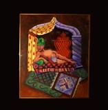 Large Vibrant Oil Painting Under Glass