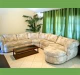 Fresh and Clean Sectional Sofa, Large Tree and Coffee Table