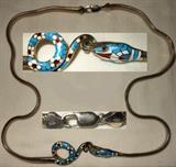 Extremely Nice Sterling Silver and Cloisonné Necklace