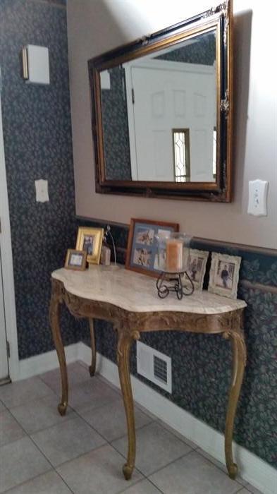 Marble Top Demilune Entry Way Table