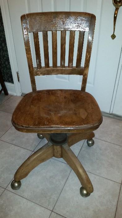 Antique Desk Chair on Casters