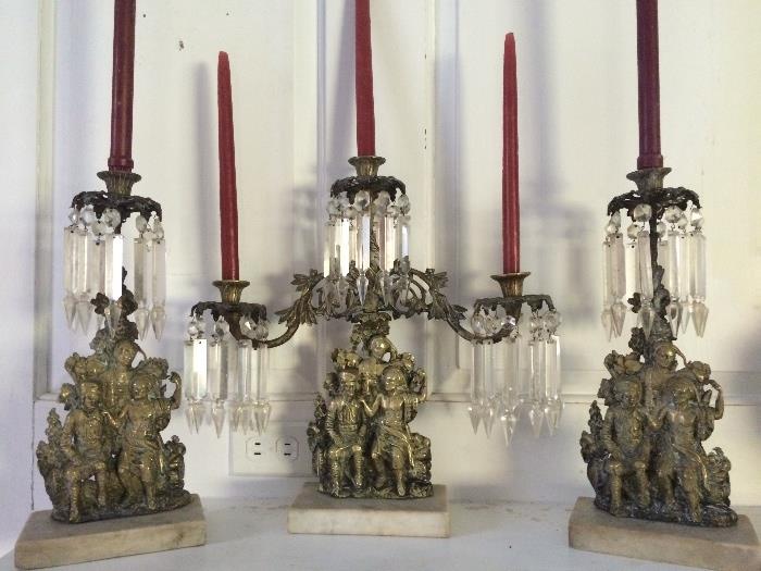 Very interesting 3 piece indian candelabra