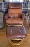 Leather Chair with Ottoman