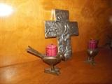 bird candle holders , cross