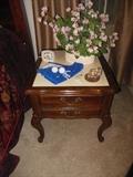 marble top table with 2 drawers 