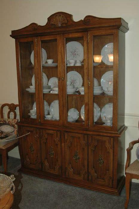 China cabinet, two styles of china