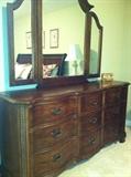 WOW! American Drew 9 drawer Bombay style dresser with tri fold mirror. Looks brand new!