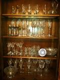 Glassware including crystal, etched, and everyday.