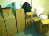 Moving supplies, boxes, bubble wrap, wardrobe boxes.