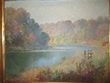 Minnie Rankin Wyman Oil on Canvas Autumn River Scene
