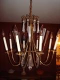 Parzinger Style Brass and Crystal Fixture