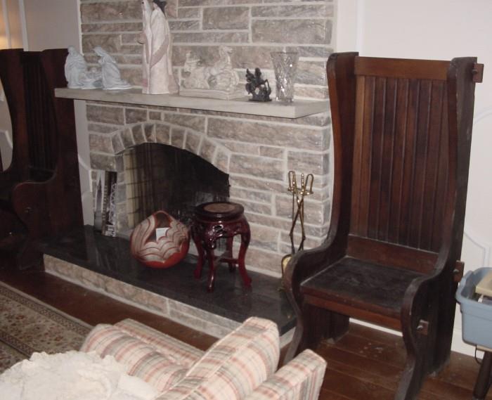 Part of Handcrafted Arts and Crafts Style Dining / Restaurant Set ( Gopel MA. Estate)