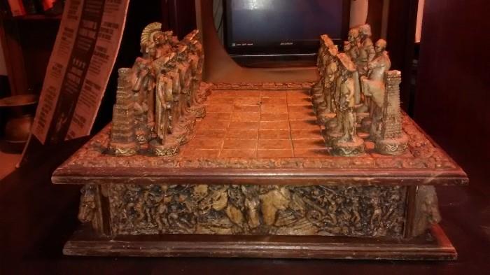 Antique Sandstone Aztec vs Spanish Chess Box