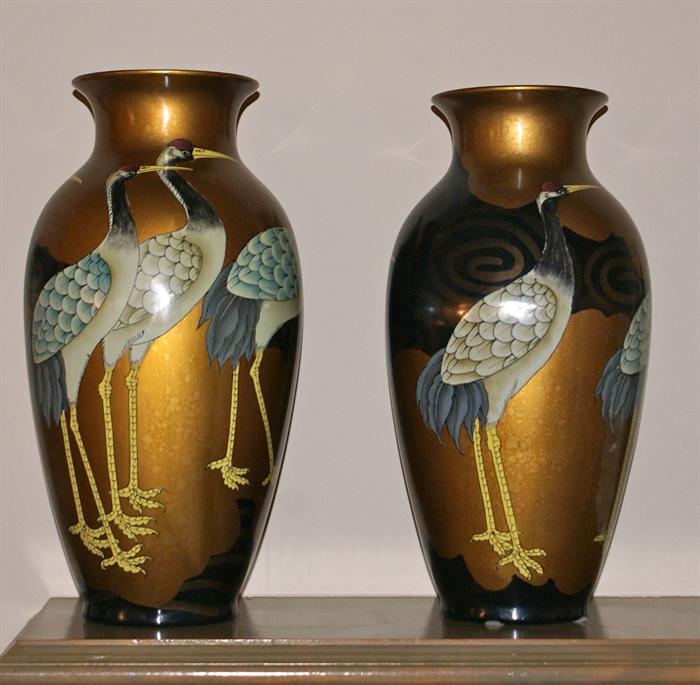 2 Porcelain Birds Vases