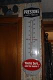 1920's Prestone Antifreeze Enameled Thermometer Sign