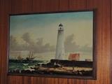 painting, lighthouse