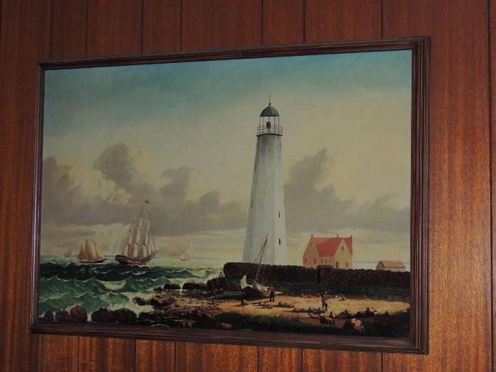 painting, lighthouse