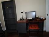 Computer desk, Samsung t.v., desk lamp, shelving.  TV and lamp SOLD!