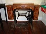 SOLD! Antique oak sewing machine with cabinet in excellent condition