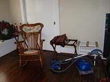 Oak rocker, suitcase valets, Kenmore Intuition vaccuum
