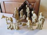 Lorith Wertarbeit carved 13 pc. nativity set