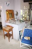that's a vintage game board on the counter with great graphics. A very cute antique wash stand