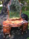 JL Witz made 1920's vintage dressing table with mirror. 48 wide x 19 deep x 69 1/4 tall