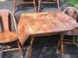 vintage kitchen table with 4 chairs; 44 1/4 length x 34 width, 30 height, and leafs