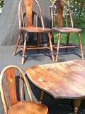 vintage kitchen table with 4 chairs; 44 1/4 length x 34 width, 30 height, and leafs