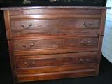 Antique chest of three drawers, marble top, original fixtures 31 x 40 x 18 1/2