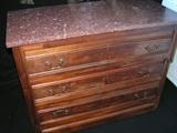 Antique chest of three drawers, marble top, original fixtures 31 x 40 x 18 1/2