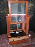 Voland and Son pharmacy scale New Rochelle, NY dated 10/15/1912. Used at Washington University. 20x 9 1/2x 16 3/4